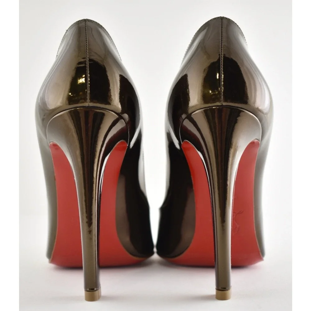 Christian Louboutin Fannylove 100 Bronzo Brown Metallic Leather Heel Pump 39